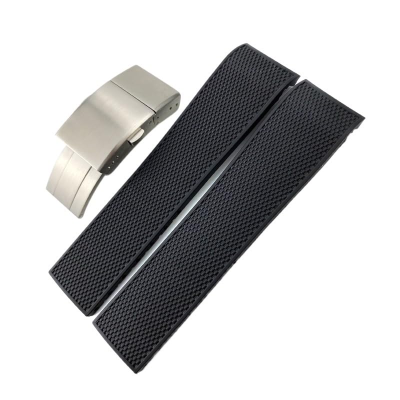 Bracelet de montre en caoutchouc fluoré noir durable et souple