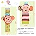 Daisy Infant Baby Soft Plush 4 Animal Wrists Rattle and Foot Finder Socks Set Best Gift Early Educational Development Toy for Boys and Girls - Elephant and Monkey