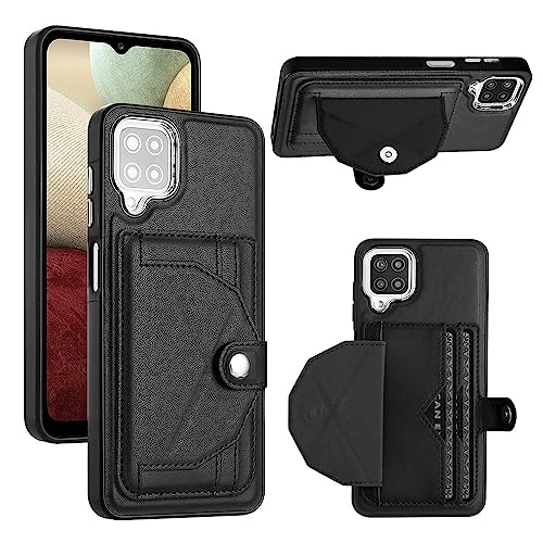 Housse Samsung M12/A12 pour voyager léger avec porte-carte vintage noir
