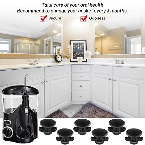 Image of 6 Pcs Replacement Part Reservoir Tank Valve Rubber Gasket, Blue Washer Reservoir Plug Compatible with Waterpik Water Flossers WP900, WP112, WP250, WP300, Ultra, Nano, Traveler, VAVA, H2o (Black)