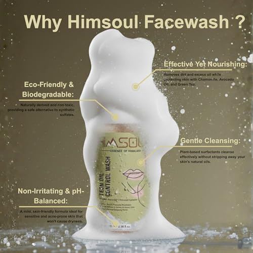 Image of Teen Oil Control Foam Wash | Soothing and Gentle Foaming Face Cleanser Infused with Niacinamide, Zinc PCA, Lotus, Witch Hazel & Himalayan Botanicals | Powerful Oil & Acne Control | pH Balanced 5.5, Sulfate-Free, Dermatologist-Tested | 100ml