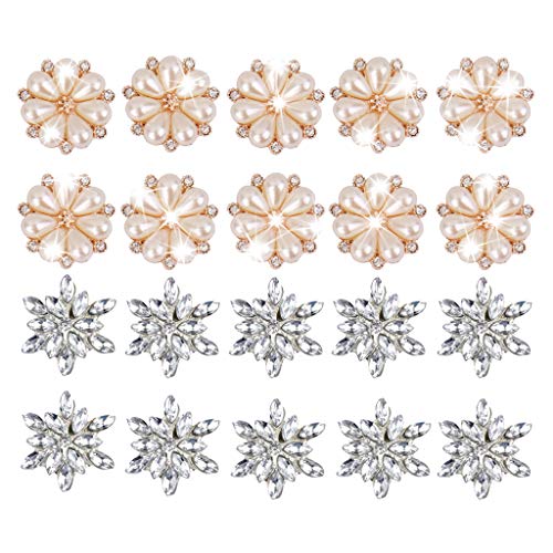 Preisvergleich Produktbild Baoblaze 20x Blume Strass Taste Flatback Klebstein Verschönerung Fertigkeit DIY Silber