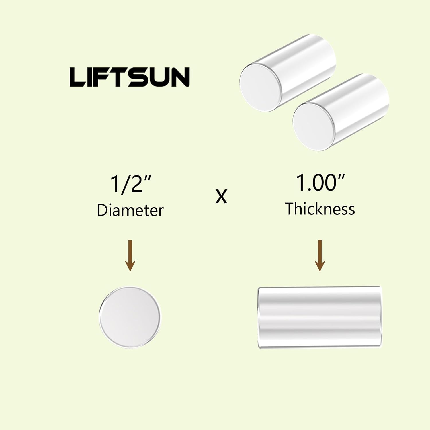 Heavy Duty Neodymium Magnet Rod - N42, 1/2" D x 1.00" H - 8Pack, Powerful Rare Earth Magnets for Fridge, DIY, Building, Scientific, Craft, Office, Super Strong Cat Eye Gel Polish Nail Magnet