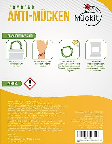 Mückit Mückenschutz Armband – Effektive Mückenabwehr Outdoor für Kinder & Erwachsene 18 Stück – Anti Mücken Draußen, Zeckenschutz & Wespenabwehr - Citronella