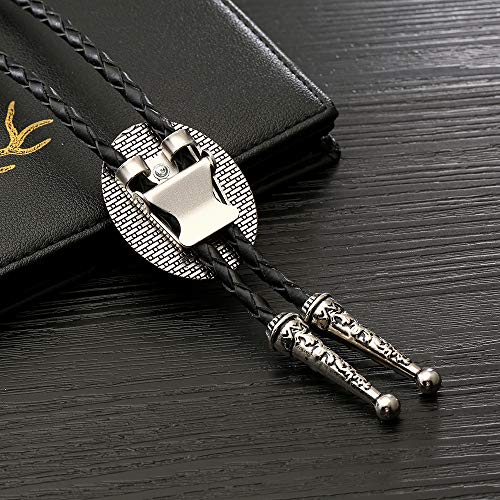 Image of AZORA Western Cowboy Bolo Tie Men Leather Necktie Leather Cord Turquoise Stone Bolo Ties for Men Women