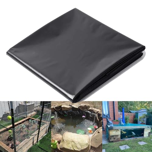 Revestimiento de estanque de polietileno de alta densidad de 0,12 mm, flexible, impermeable, para estanques de peces, piscinas y paisajismo, 8 x 5 m y 13 x 1 cubierta preformada para estanques