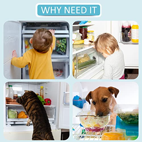 2 Pack Child Proof Fridge Lock, Refrigerator Fridge Freezer Door Latch To Keep Closed, Refrigerator Door Lock For Toddlers And Aging Seals, Easy To Install And No Unsightly Straps Required (Grey) #TOP1