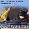 SPIEZ Unisex Safety Trainers with Composite Toe Lightweight, Puncture Proof Work Shoes for Men and Women, Breathable Safety Sneakers for Work and Daily Wear, Size 8 UK, Black/Blue #1