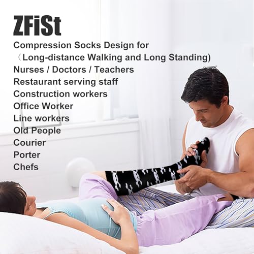 Image of ZFiSt Plus Size Compression Socks Wide Calf for Women Men,Sport Compression Stocking Nurse Socks