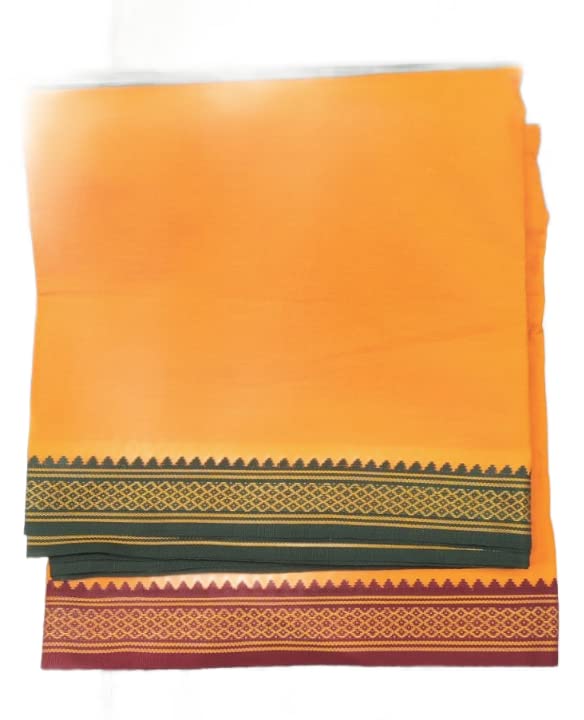 pps textiles Men's Colored Bengali Dhoti, 2-inch Border, Pure-Cotton, Full-Length 4.5 meters dhoti-picture-10