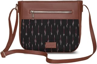ZOUK Women's Handcrafted Black Ikat GreRed U Shaped Sling Bag Price In India