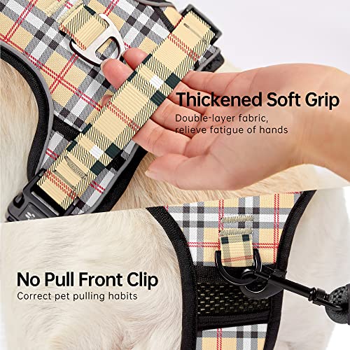 Nestroad No Pull Dog Harness With Leash, Reflective No Choke Pet Vest Harness,Adjustable Soft Padded Dog Harness With Easy Control Handle For Small Dogs(Checkered Beige,Small) #TOP2