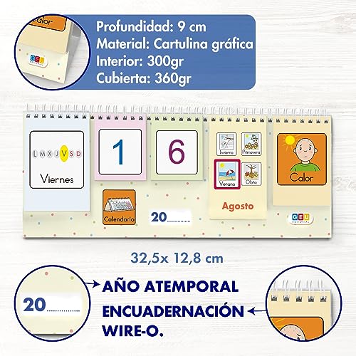 Calendario Niños Montessori | Calendario Semanal Infantil | Calendario Infantil Educativo Con Pictogramas de Editorial GEU (Español) - imagen 3
