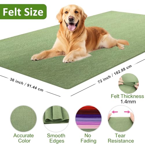 Image of XSEINO Sage Green Large Felt Fabric 72 inch X 36 inch(2 Square Yards), 1.4 mm Thick Soft Felt Fabric Sheet for Crafts, Green Series Colors Soft Nonwoven Fabric, Fit for Decoration, Sewing, DIY Crafts