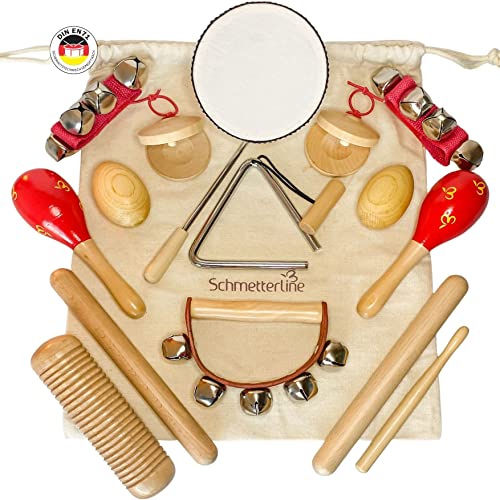 SCHMETTERLINE® Musikinstrumente-Set für Kinder aus Holz - 17 TLG. Musik-Spielzeug mit Premium Orff-Rhythmus-Instrumenten ab 3 Jahre für eine begeisternde musikalische Früherziehung Cover