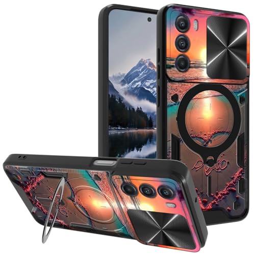 Mxfdegf for Moto G Stylus 5G 2022 Case, with Slide Camera Cover&Shockproof Bracket, Dual Layer Durable Heavy Duty Protective Cell Phone Case for Moto G Stylus 5G 2022,Gold Orange Sand Sunset