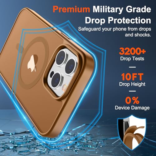 Image of SUPFINE Magnetic for iPhone 14 Pro Max Case (Compatible with MagSafe) (Military Grade Drop Protection) Slim Translucent Shockproof with Anti-Fingerprint Phone Case,Brown