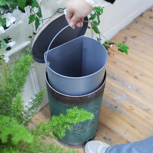 Image of Outdoor Dog Poop Trash Can with Lid-15L /4 Gal,Commercial Outdoor Retro Metal Garbage Can with Foot Pedal,Perfect for Shopping Mall,Office,Pets Park,Backyard