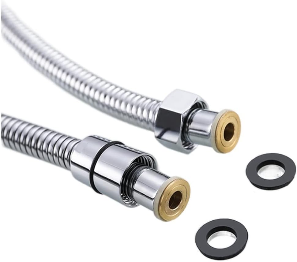 Shower Pipe, Black Shower Hose Bathroom Fitting Stainless Steel Soft Bath Tube 1.5 Meter Water Pipe Chrome,Burshed Gold,Grey Kindly(Color:, Size:150cm) (Color : Brush Antique Brass, Size : 150cm)