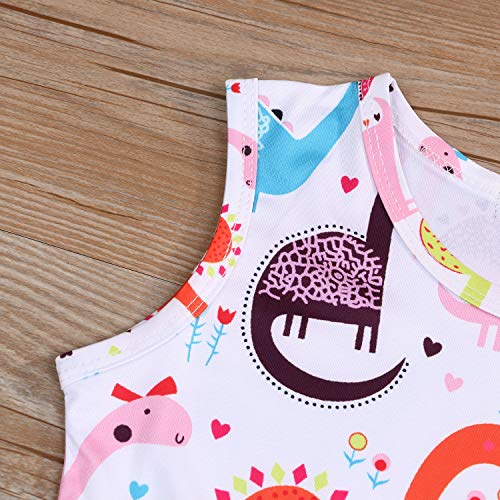 Younger Tree Toddler Kids Baby Girl Cartoon Dinosaur Print Tunic Casual Princess Party Dress (Multicolor, 6-7 Years) #TOP3