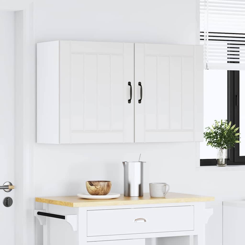 Lucca - Juego de 2 armarios de pared de madera con puertas prácticas y mucho espacio de almacenamiento para utensilios de cocina