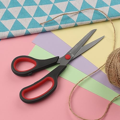 Image of KUONIIY Ultra Sharp Titanium Coated Scissors with Comfortable Multi Purpose Handles, Red Black, 8.4 inch