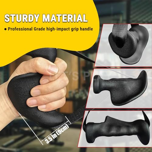 Image of LET'S PLAY Ergonomic Gym Handles, D Handle Grip, Cable Machine Handles for T-Row, Pullers, Gym Handles for Cables, Strength Trainers and Tricep Exercise Machine Attachment (Set of 2)