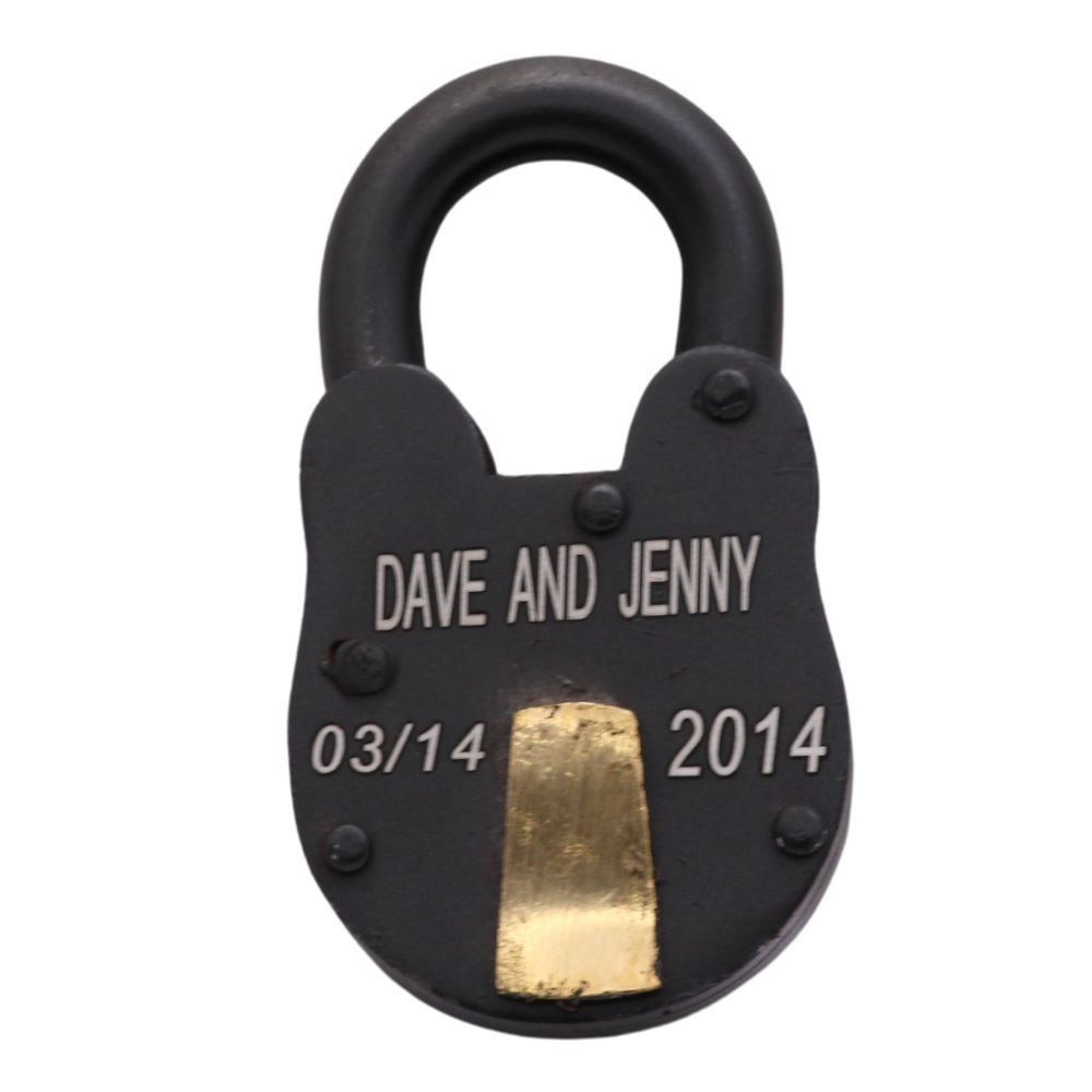 RII Personalized Love Lock, Black, Padlock with Key, Customized