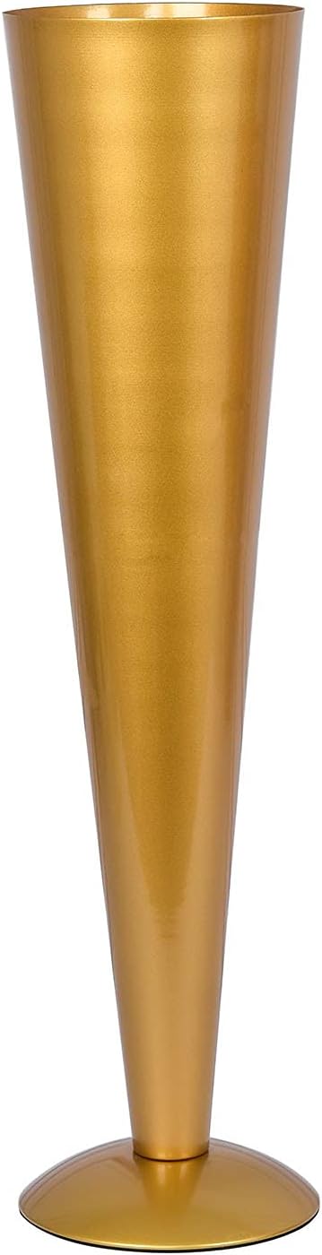 Gold 27-Inch Metal Trumpet Flower Vase Centerpiece Wedding Party Events Reception Catering Home Decorations Supplies