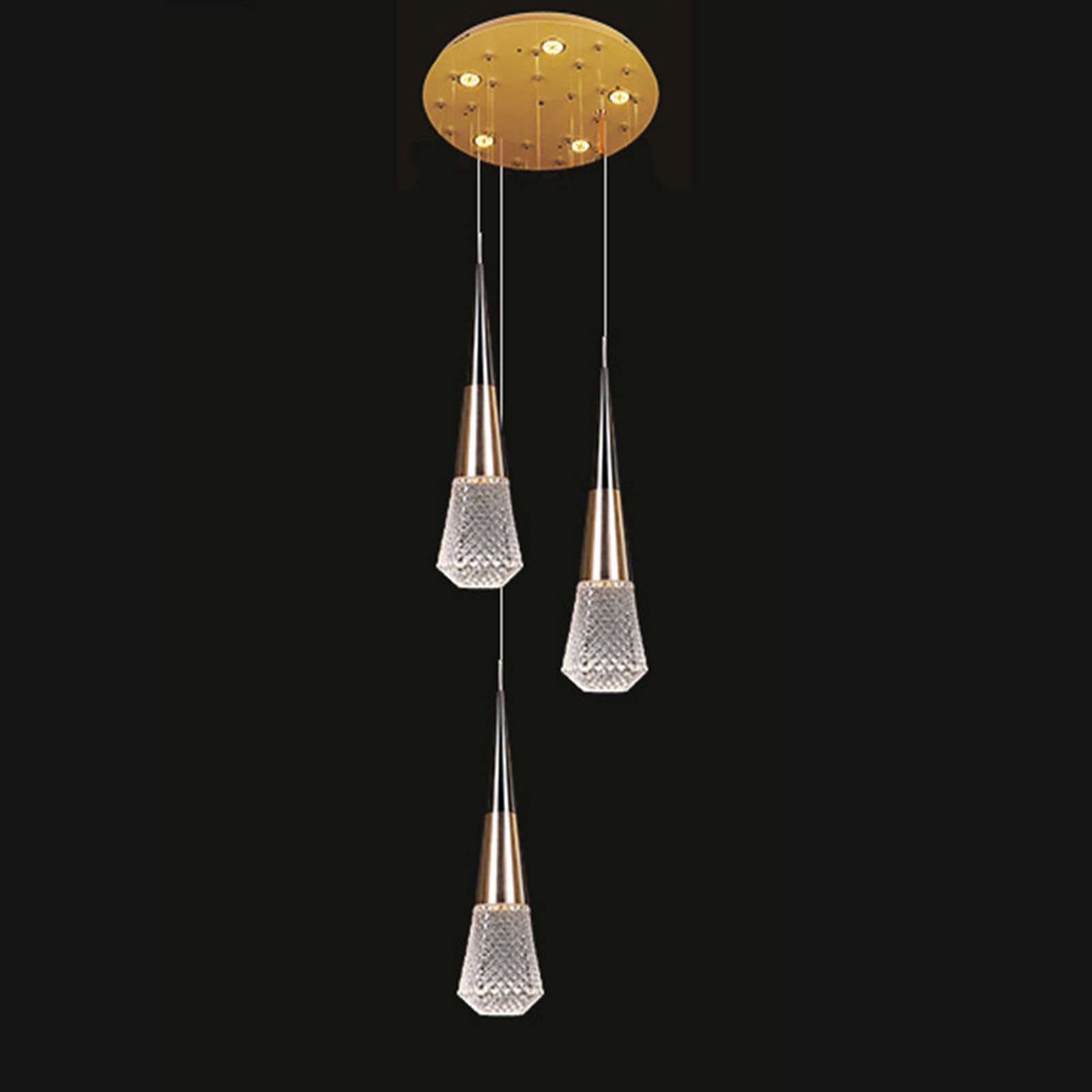 KXEcoLife 3-Light Raindrop Crystal Pendant Chandeliers High Ceiling Foyers Entrance Staircase Long Light Big Bubble Dimmbale LED Lighting Fixtures,3 Heads