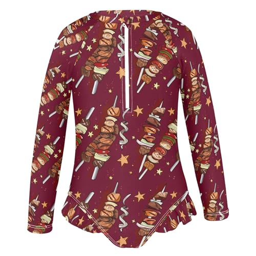 Kebab Girls Long Sleeve Rashguard Swimsuit UV Protection One-Piece Swimwear Bathing Suit B04047252