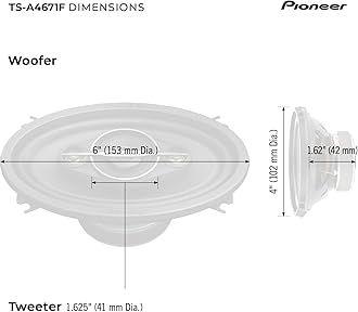 Pioneer A-Series Standard TS-A4671F 4” x 6” 4-Way Speakers (Pair) – 210W Max, Balanced Sound + Smooth Treble, Enhanced Bass, Great Stock Replacement