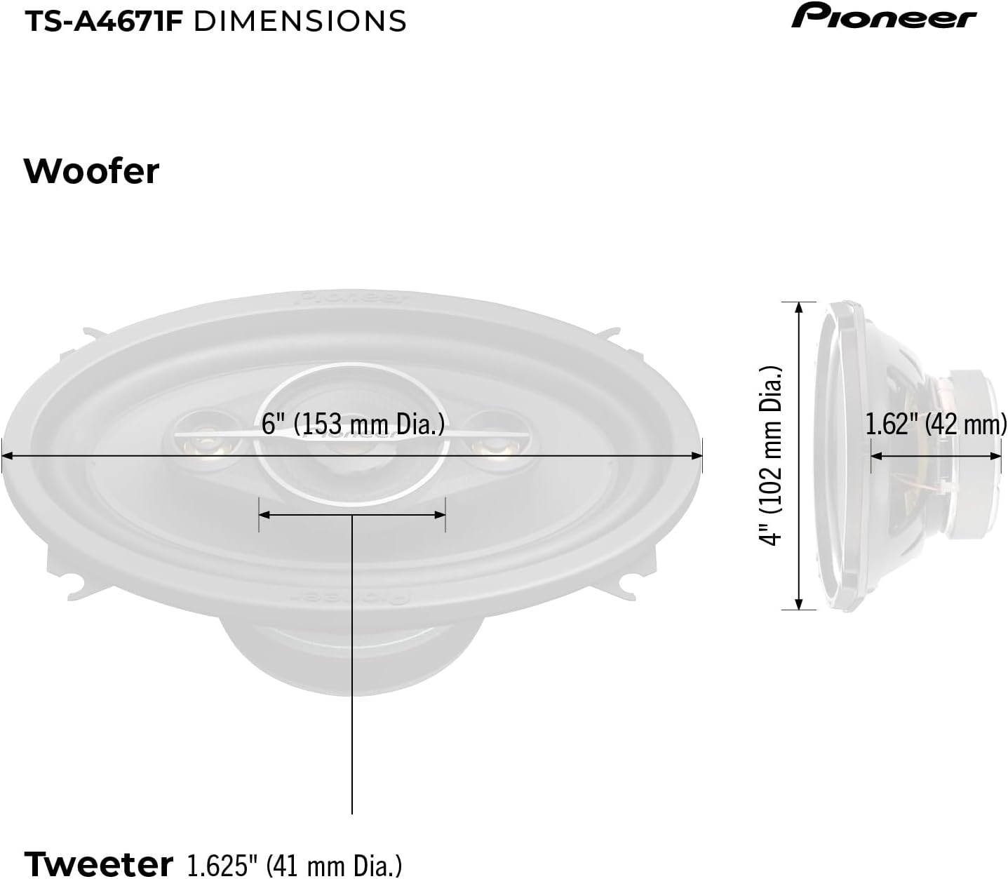 Pioneer TS-A4671F 4" x 6" 4-Way Coaxial Speaker (210W)