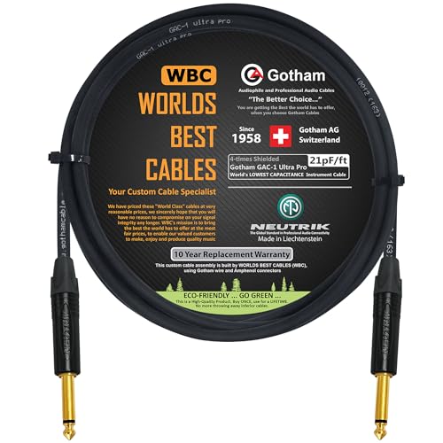 WORLDS BEST CABLES 0.5 Foot RCA Cable Pair - Gotham GAC-4/1  Black Star Quad Audio Interconnect Cable With Premium Gold Plated Locking Rca Connectors Directional Custom Made - View #2