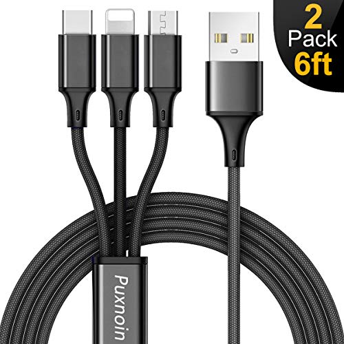 Multi Charging Cable, Multi Charger Cable 6FT 2Pack Universal 3 in 1 Multiple