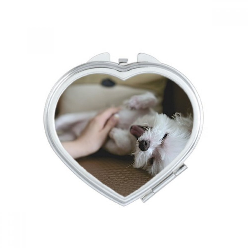Miroir Compact de Maquillage Motif Chien Blanc Idéal pour Vos Retouches en Voyage