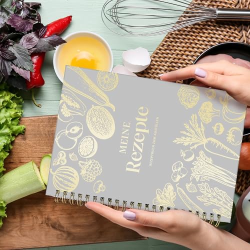 BIROYAL Rezeptbuch zum Selberschreiben A5, Spiralbindung Kochbuch Selbst Schreiben, Rezeptbuch für 100 Lieblingsrezepte, Kochbuch zum Selberschreiben, Recipe Book Schreiben, Rezepte Buch zum Ausfüllen