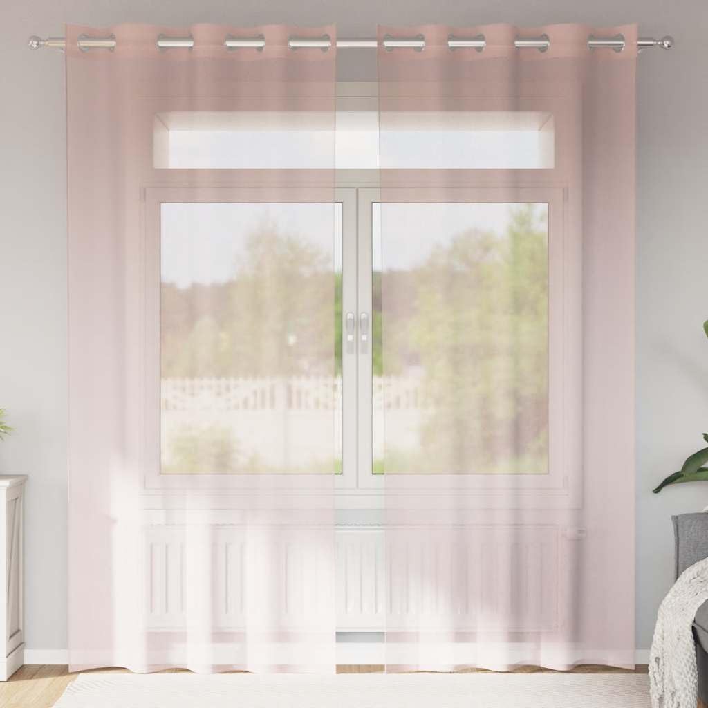 Rideaux en voile rose clair 140x245 cm lot de 2 pour tamiser le salon