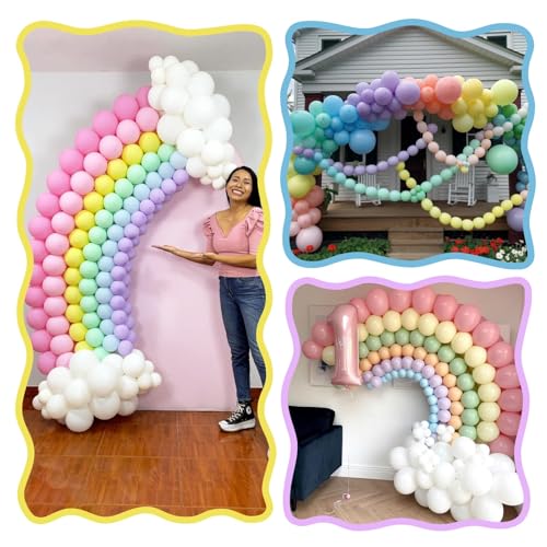 Image of Colorful Link Balloons,120Pcs 6Inch Pastel Latex Linking Balloons for Birthday Baby Shower Wedding Anniversary Party Decorations