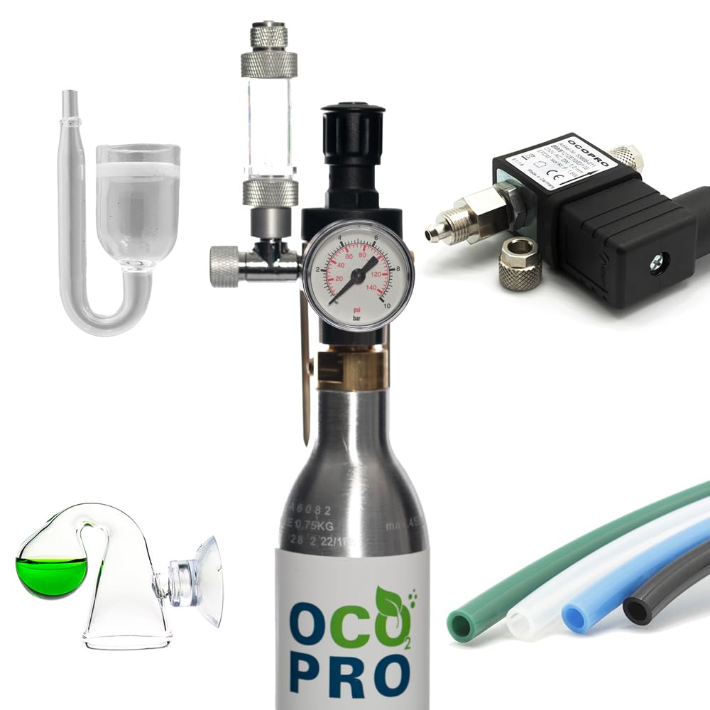 Sistema de CO2 cilindro de CO2 (425 g/450 g), juego completo, incluye apagado nocturno y cilindro completo (con válvula solenoide de CO2)