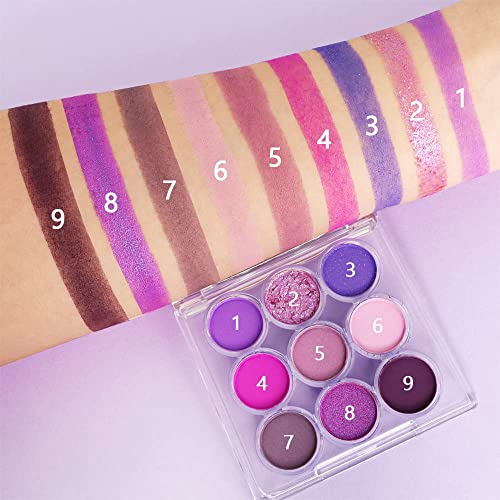 Waterproof 9 Colors Shimmer Matte Eyeshadow Palette.longwearing Highly Pigmented Glitter Powder Palet.matt Pink Shiny Purple Eye Shadow Palet Eye Makeup.paleta De Sombras Moradas #TOP2
