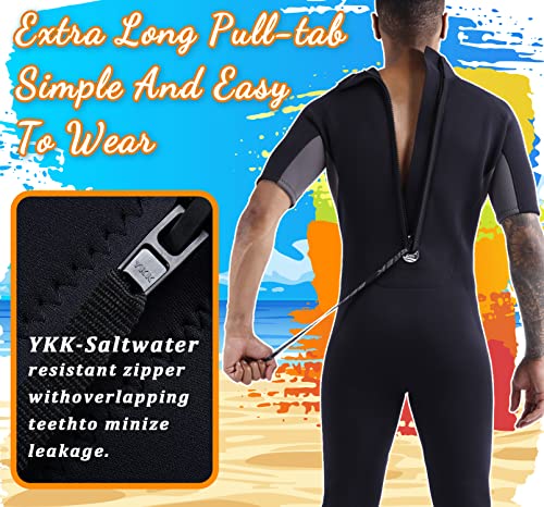 Foto von Neoprenanzug Herren Kurz 3mm für Damen Rückenreißverschluss zum Tauchen, Schnorcheln, Surfen, Kajakfahren, Kurzarm-Neoprenanzug für Wassersport