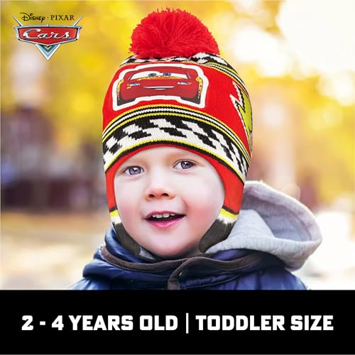 Image of Disney Boys' Winter Hat and Mitten Set, Cars Lightning Mcqueen Toddler Beanie for Ages 2-4