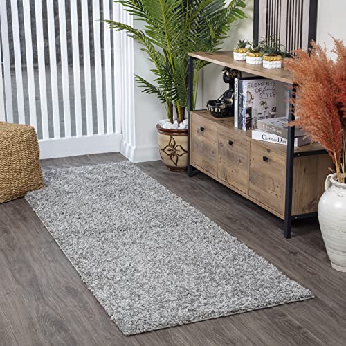 Livabliss Home Shaggy Rug - Modern Runner Rugs Living Room, Hallway 80x220 cm, Soft Shaggy Rugs for Bedroom - Neutral Boho Fluffy Rug, Easy Care Plush Thick Pile - Grey