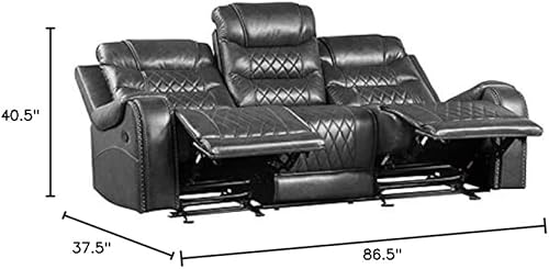 Miniatura 12 de Lexicon Derringer Wall Hugger Sofá reclinable doble manual, gris Gris,Marrón