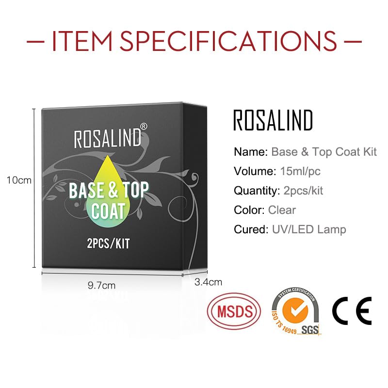 Set Gel Top Coat y Base Coat 2 Pzs Rosalind miniatura 6