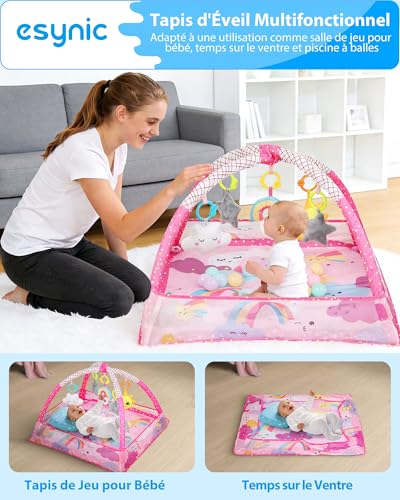 Tapis d'éveil bébé eSynic rose, le cadeau de naissance idéal - 6