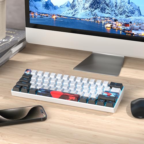 Image of 60 Percent Gaming Keyboard 61 Keys Mechanical Keyboard Ultra Compact Wird Keyboard LED Backlit with Red Switch for PC Laptop Gamer(61 White)