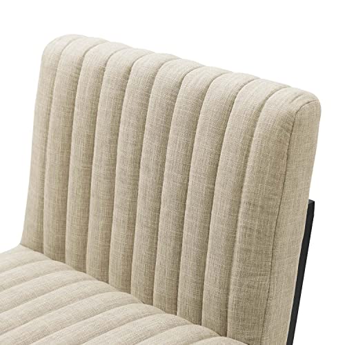 Modway Indulge Channel Tufted Fabric Bar Stool In Beige #TOP4