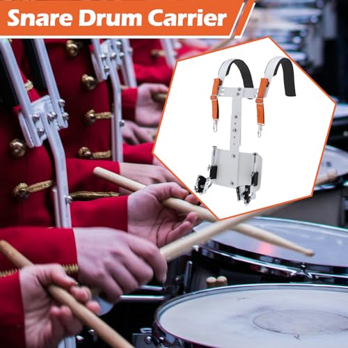 Snare Drum Carrier Bass Drum Shoulder Strap Harness Percussion Instrument Belt, White